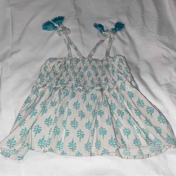 Jessica Simpson Teal and White Smocked Top - Picture 1 of 4